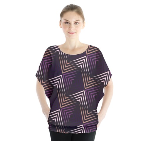 Zigzag Motif Design Batwing Chiffon Blouse by tmsartbazaar