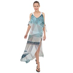 Winter Landscape Low Poly Polygons Maxi Chiffon Cover Up Dress by HermanTelo