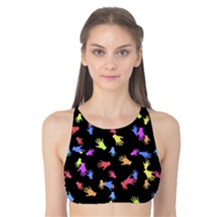 Multicolored Hands Silhouette Motif Design Tank Bikini Top by dflcprintsclothing
