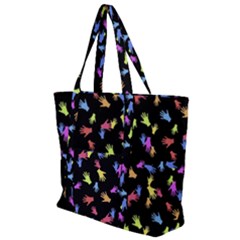 Multicolored Hands Silhouette Motif Design Zip Up Canvas Bag by dflcprintsclothing