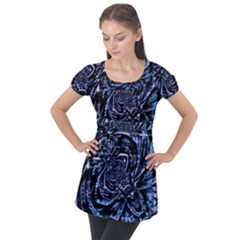 Fractal Madness Puff Sleeve Tunic Top by MRNStudios