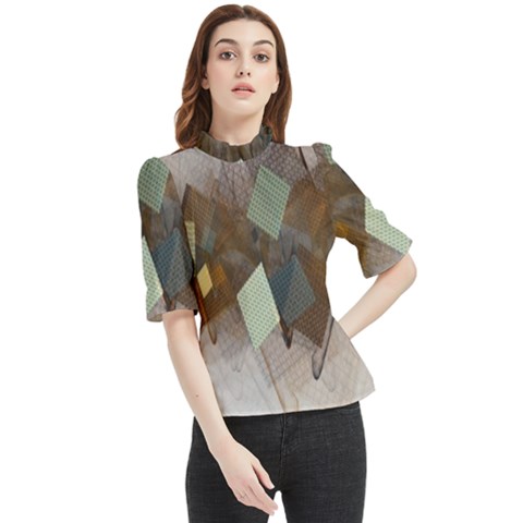 Geometry Diamond Frill Neck Blouse by Sparkle