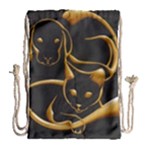 Gold Dog Cat Animal Jewel Drawstring Bag (Large)