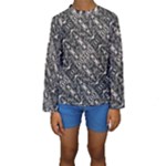 Modern Tribal Silver Ornate Pattern Print Kids  Long Sleeve Swimwear