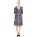 Modern Tribal Silver Ornate Pattern Print Wrap Up Cocktail Dress