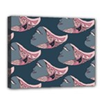 Doodle Queen Fish Pattern Canvas 14  x 11  (Stretched)