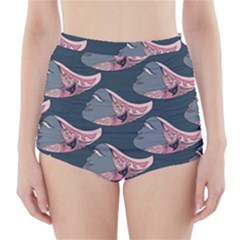 Doodle Queen Fish Pattern High-waisted Bikini Bottoms by tmsartbazaar