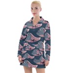 Doodle Queen Fish Pattern Women s Long Sleeve Casual Dress