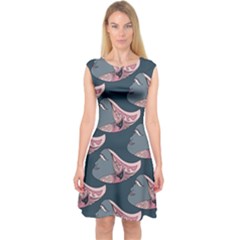 Doodle Queen Fish Pattern Capsleeve Midi Dress by tmsartbazaar