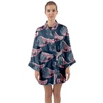 Doodle Queen Fish Pattern Long Sleeve Satin Kimono