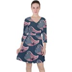 Doodle Queen Fish Pattern Ruffle Dress