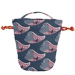 Doodle Queen Fish Pattern Drawstring Bucket Bag