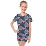 Doodle Queen Fish Pattern Kids  Mesh Tee and Shorts Set