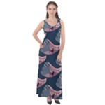 Doodle Queen Fish Pattern Sleeveless Velour Maxi Dress