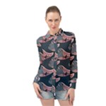 Doodle Queen Fish Pattern Long Sleeve Chiffon Shirt