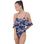 Doodle Queen Fish Pattern Drape Piece Swimsuit