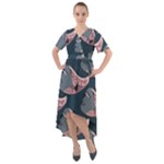 Doodle Queen Fish Pattern Front Wrap High Low Dress