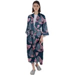 Doodle Queen Fish Pattern Maxi Satin Kimono