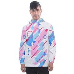 Abstract Geometric Pattern  Men s Front Pocket Pullover Windbreaker