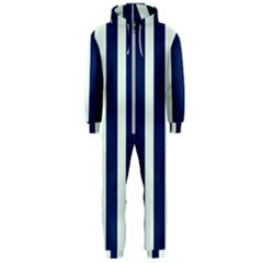 Navy In Vertical Stripes Hooded Jumpsuit (men)  by Janetaudreywilson