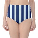 Navy in Vertical Stripes Classic High-Waist Bikini Bottoms View1