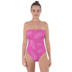 Abstract Summer Pink Pattern Tie Back One Piece Swimsuit by brightlightarts