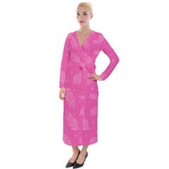 Abstract Summer Pink Pattern Velvet Maxi Wrap Dress by brightlightarts