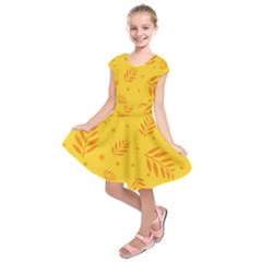 Abstract Yellow Floral Pattern Kids  Short Sleeve Dress by brightlightarts
