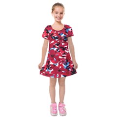 Handpaint Flowers Kids  Short Sleeve Velvet Dress