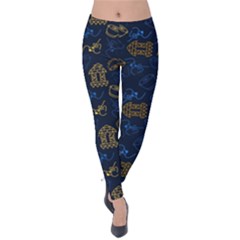 Tribal Festive Folk Pattern Velvet Leggings by tmsartbazaar