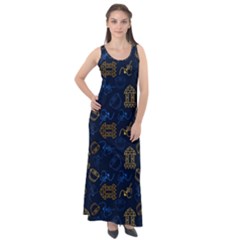 Tribal Festive Folk Pattern Sleeveless Velour Maxi Dress by tmsartbazaar