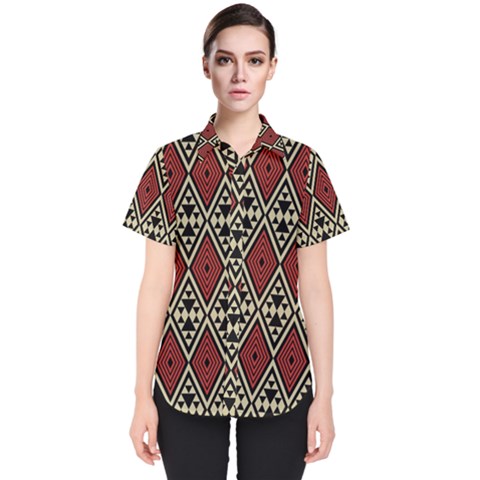 Motif Boho Style Geometric Women s Short Sleeve Shirt by tmsartbazaar