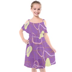 Abstract Purple Pattern Design Kids  Cut Out Shoulders Chiffon Dress by brightlightarts