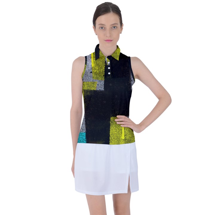 Abstract Tiles Women s Sleeveless Polo Tee