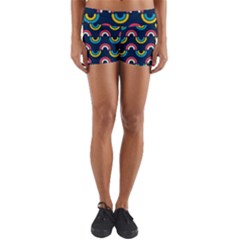 Geo Rainbow Stroke Yoga Shorts by tmsartbazaar