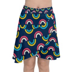 Geo Rainbow Stroke Chiffon Wrap Front Skirt by tmsartbazaar