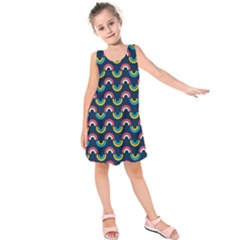 Geo Rainbow Stroke Kids  Sleeveless Dress by tmsartbazaar