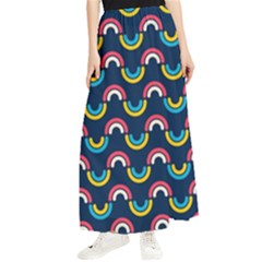 Geo Rainbow Stroke Maxi Chiffon Skirt by tmsartbazaar