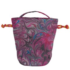 Marbling Ornate Drawstring Bucket Bag by kaleidomarblingart