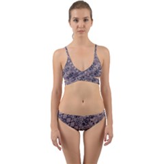 Violet Textured Mosaic Ornate Print Wrap Around Bikini Set by dflcprintsclothing