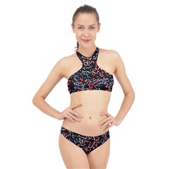 Multicolored Bubbles Motif Abstract Pattern High Neck Bikini Set by dflcprintsclothing