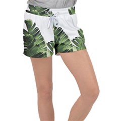 Green Banana Leaves Velour Lounge Shorts by goljakoff