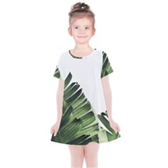 Green Banana Leaves Kids  Simple Cotton Dress by goljakoff