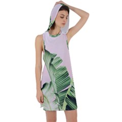 Palm Leaf Racer Back Hoodie Dress by goljakoff