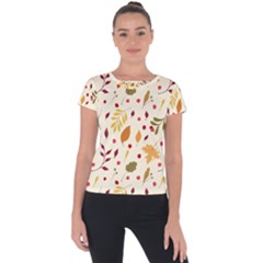 Pretty Leaves Pattern Short Sleeve Sports Top  by designsbymallika