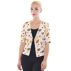 Pretty Leaves Pattern Cropped Button Cardigan by designsbymallika