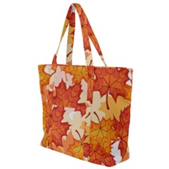 Autumn Leaves Pattern Zip Up Canvas Bag by designsbymallika