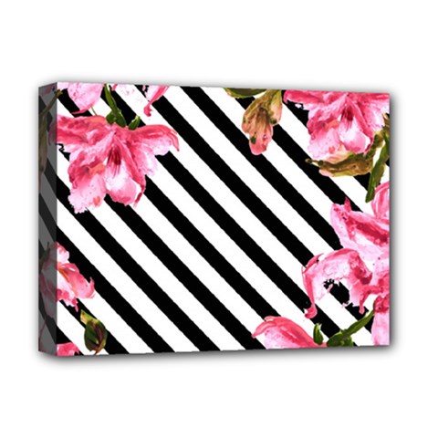 Pink Floral Stripes Deluxe Canvas 16  X 12  (stretched) 