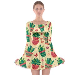 Cactus Love  Long Sleeve Skater Dress by designsbymallika
