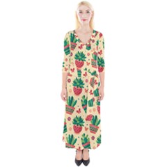 Cactus Love  Quarter Sleeve Wrap Maxi Dress by designsbymallika